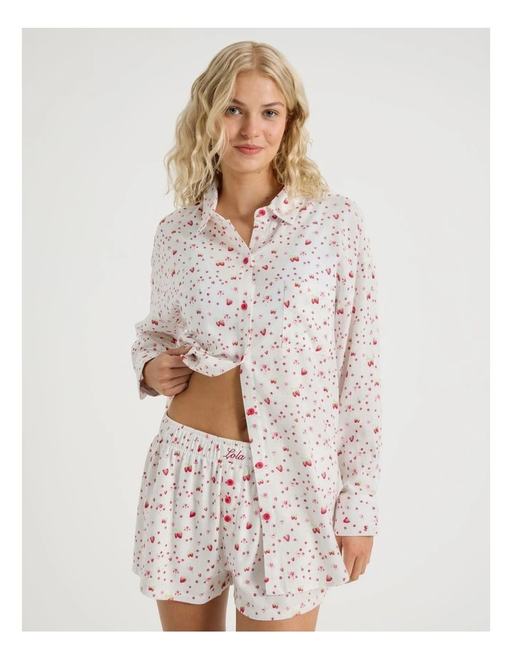 Lola Flannelette Boyfriend Shirt in Strawberry Fields Print image 5