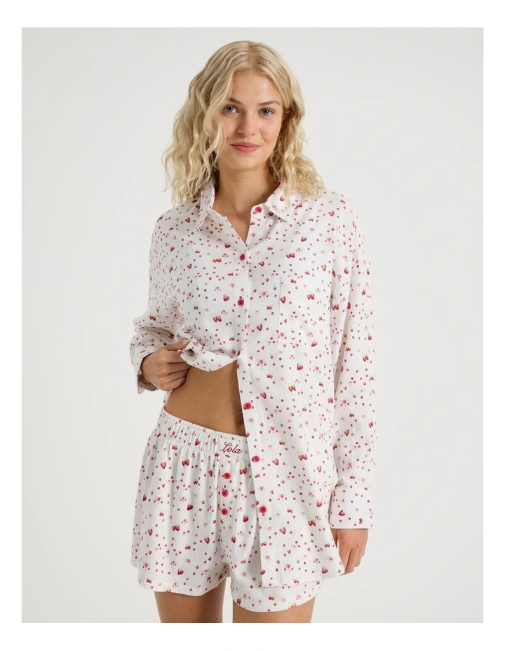 Lola Flannelette Boyfriend Shirt in Strawberry Fields Print image 5