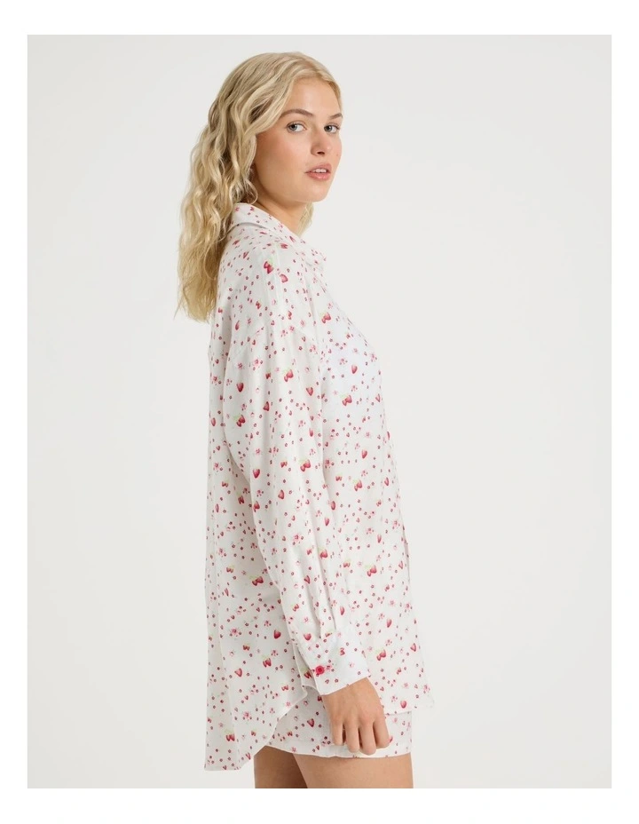Lola Flannelette Boyfriend Shirt in Strawberry Fields Print image 7