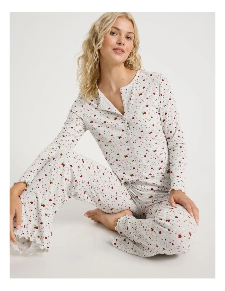 Lola Fluted Rib Long Sleeve Top in Strawberry Fields Print image 1