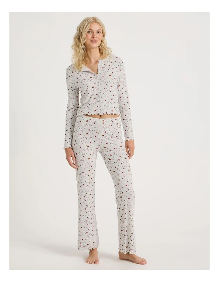 Lola Fluted Rib Long Sleeve Top in Strawberry Fields Print image 2