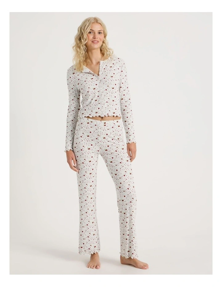 Lola Fluted Rib Long Sleeve Top in Strawberry Fields Print image 2