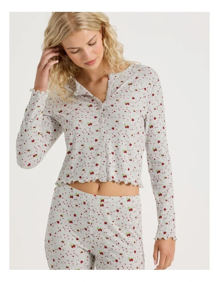 Lola Fluted Rib Long Sleeve Top in Strawberry Fields Print image 3