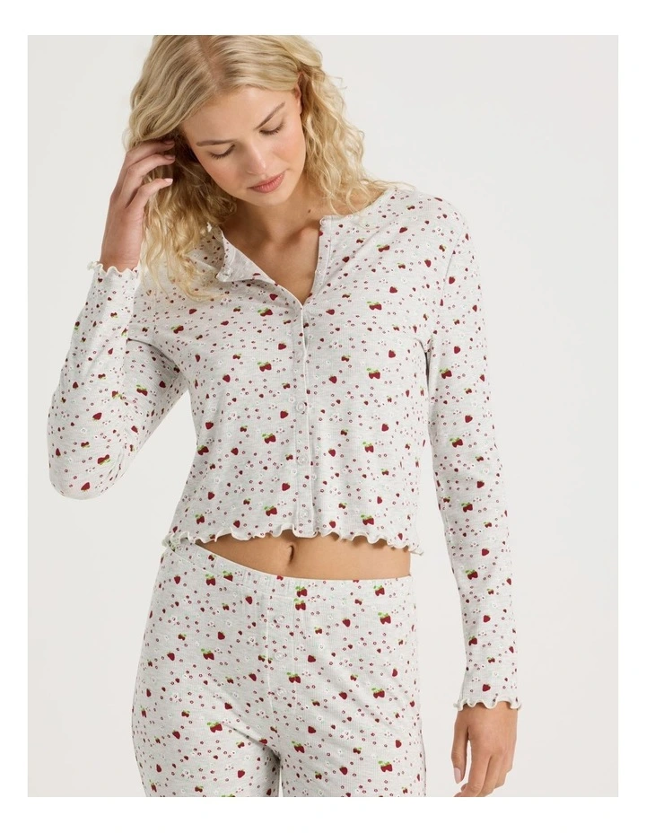 Lola Fluted Rib Long Sleeve Top in Strawberry Fields Print image 3