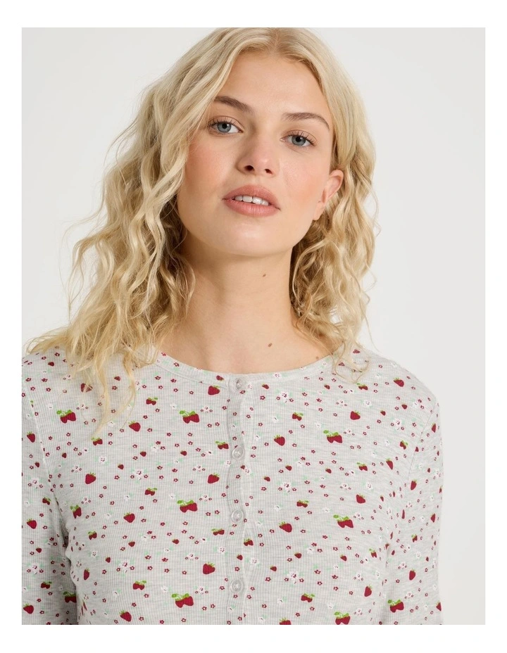 Lola Fluted Rib Long Sleeve Top in Strawberry Fields Print image 4
