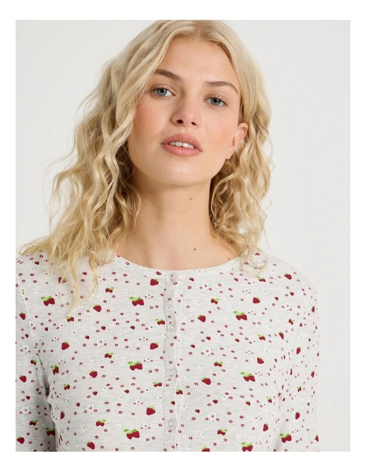 Lola Fluted Rib Long Sleeve Top in Strawberry Fields Print image 4