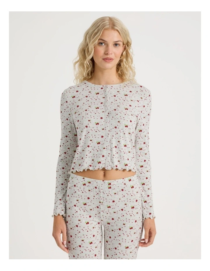 Lola Fluted Rib Long Sleeve Top in Strawberry Fields Print image 5