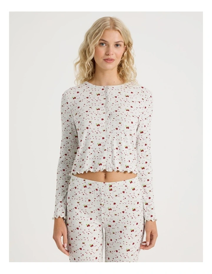 Lola Fluted Rib Long Sleeve Top in Strawberry Fields Print image 5