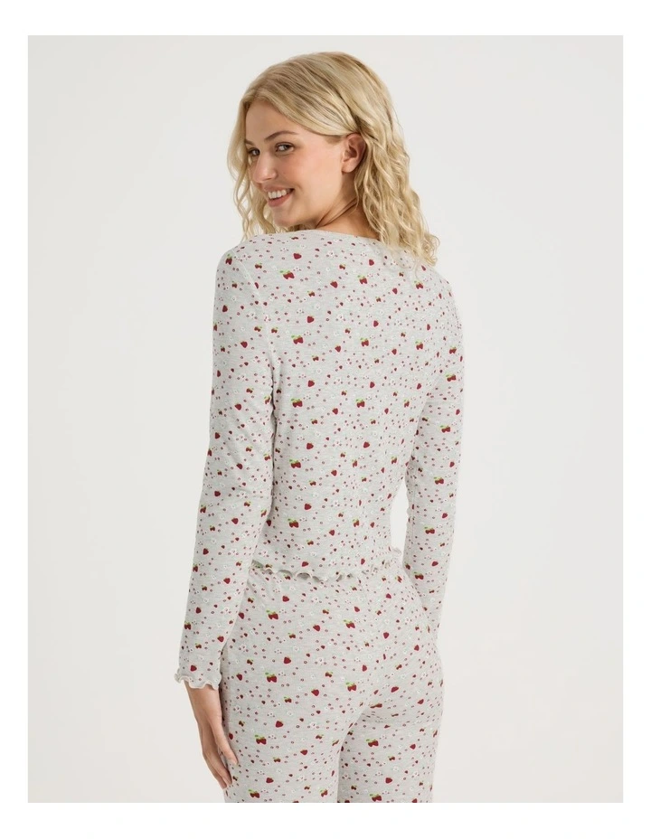 Lola Fluted Rib Long Sleeve Top in Strawberry Fields Print image 6
