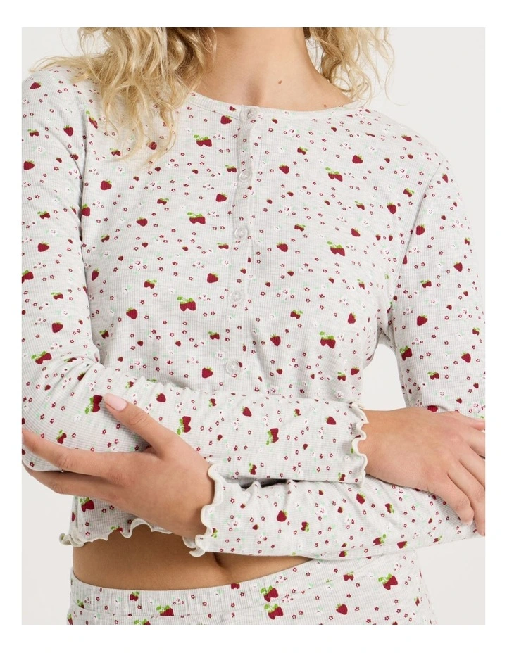Lola Fluted Rib Long Sleeve Top in Strawberry Fields Print image 7