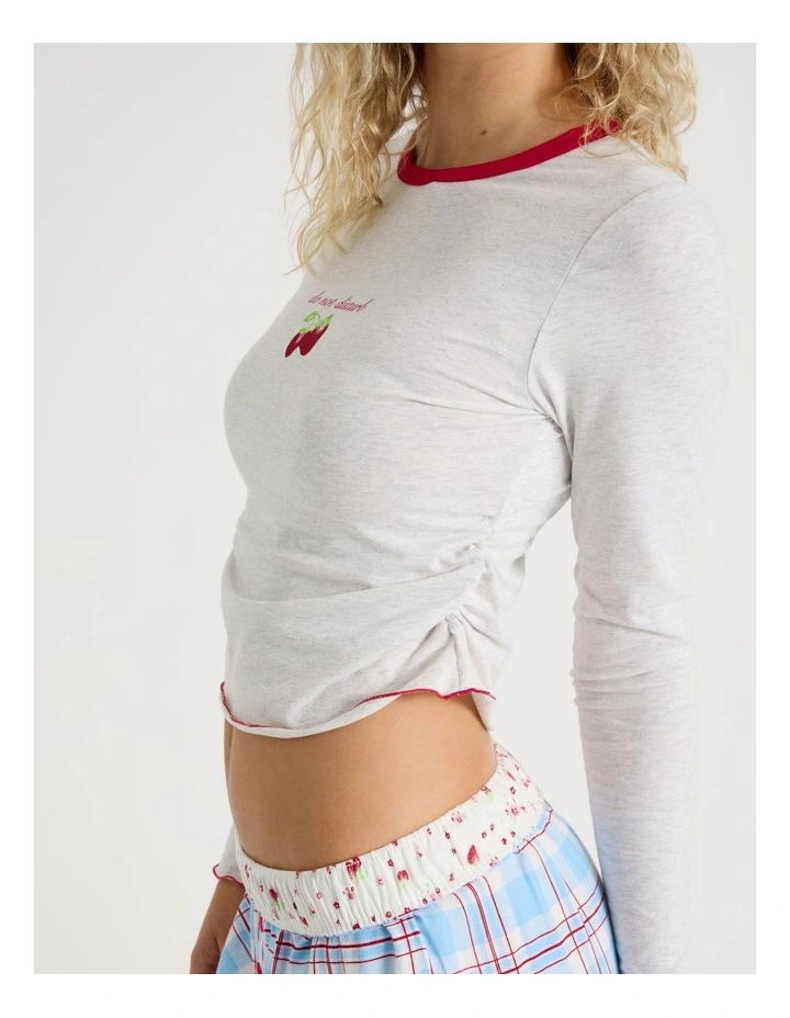Lola Ruched Long Sleeve Baby Tee in Graphic Strawberry image 3