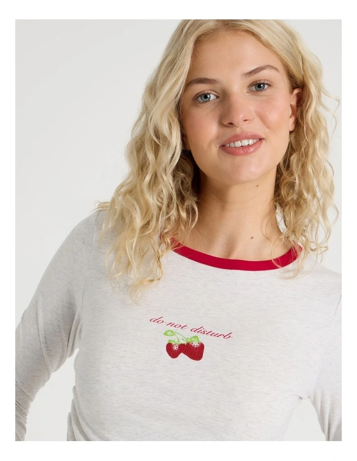 Lola Ruched Long Sleeve Baby Tee in Graphic Strawberry image 5