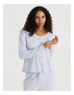 Cosy Rib Crew Long Sleeve Top in Soft Blue