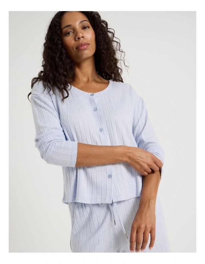 Cosy Rib Crew Long Sleeve Top in Soft Blue image 2
