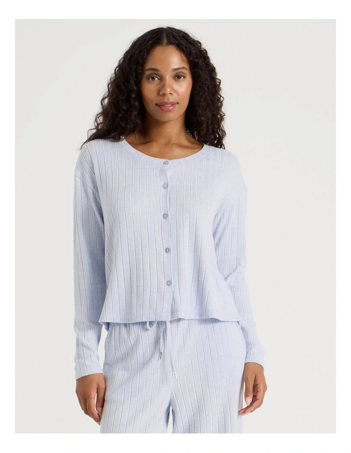 Cosy Rib Crew Long Sleeve Top in Soft Blue image 3