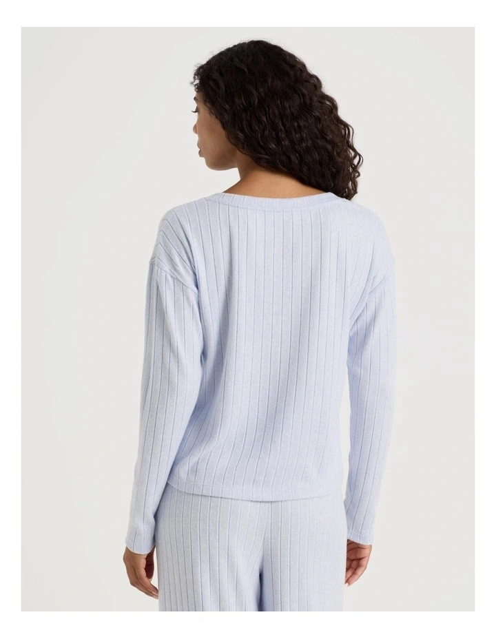 Cosy Rib Crew Long Sleeve Top in Soft Blue image 6