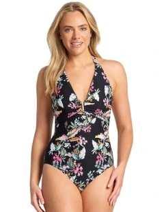 Viola Bar Halter Neck One Piece in Black