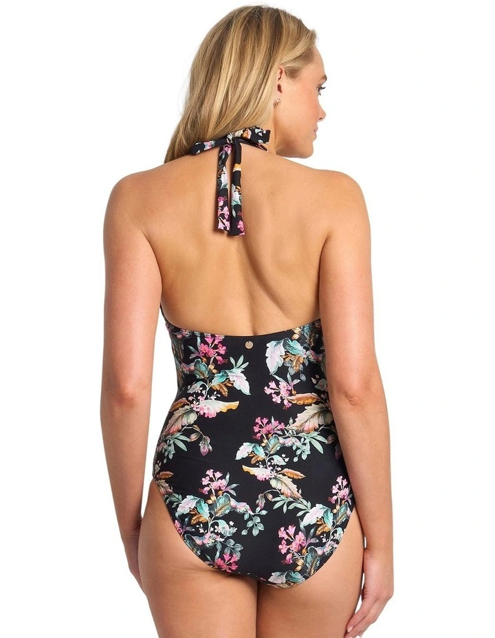 Viola Bar Halter Neck One Piece in Black image 2