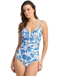 Sicily Twist Front Ruched One Piece in White
