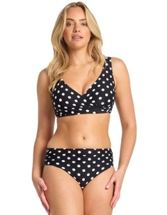 Seoul Ruched Mid Rise Bikini Bottom in Black