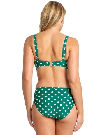 Seoul Ruched Mid Rise Bikini Bottom in Green