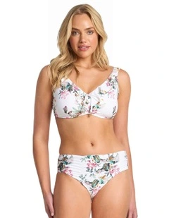 Viola Ruched Mid Rise Pant in White