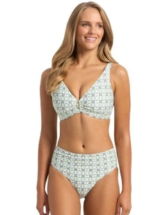 Delight Ruched Mid Rise Pant in Cream