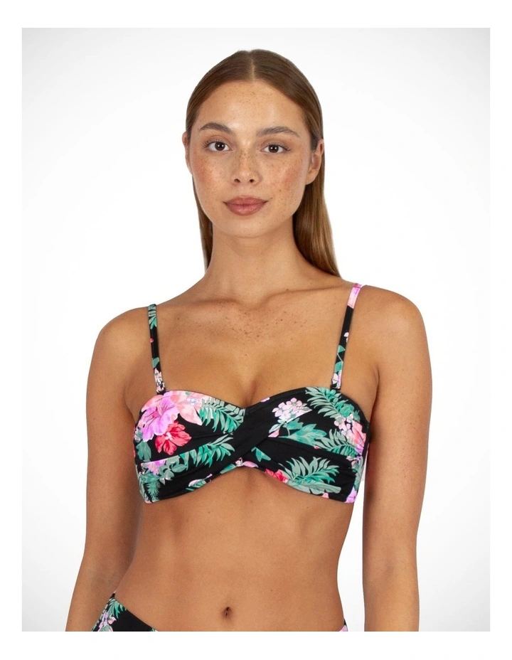 Twist Bandeau Bikini Bra in Black image 1