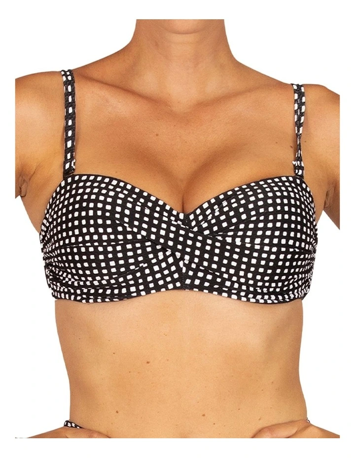 Picnic Point D-DD Twist Bandeau Bikini Bra in Black image 4