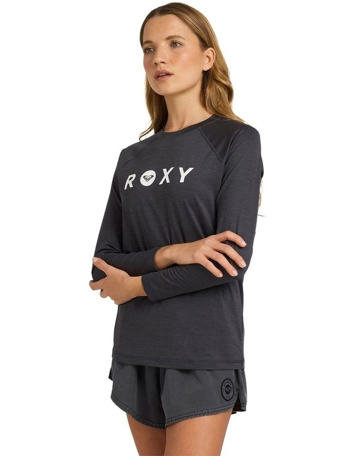 Essential Long Sleeve Lycra Rash Vest in Black image 3