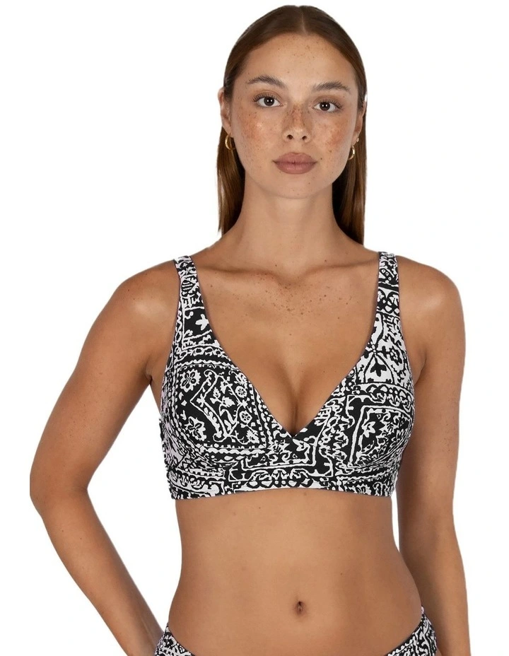 Havane C/D Cup Longline Bra Bikini Top in Black image 1