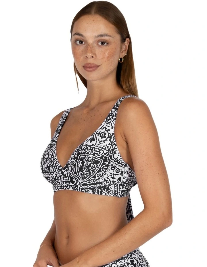 Havane C/D Cup Longline Bra Bikini Top in Black image 3