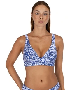 Havana C/D Cup Longline Bikini Bra Top in Blue