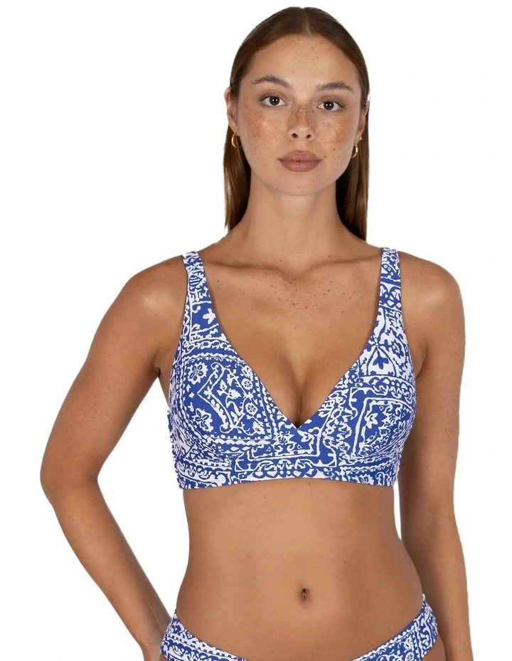 Havana C/D Cup Longline Bikini Bra Top in Blue image 1