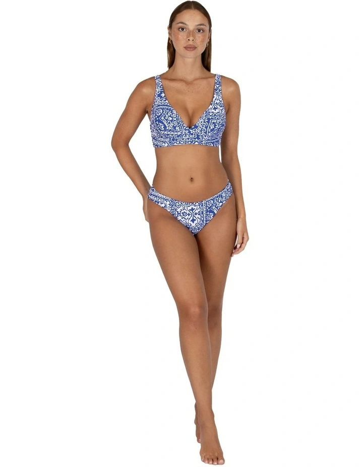Havana C/D Cup Longline Bikini Bra Top in Blue image 4
