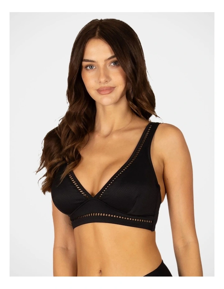 Rococco D-Dd Longline Bikini Bra Top in Nero image 3