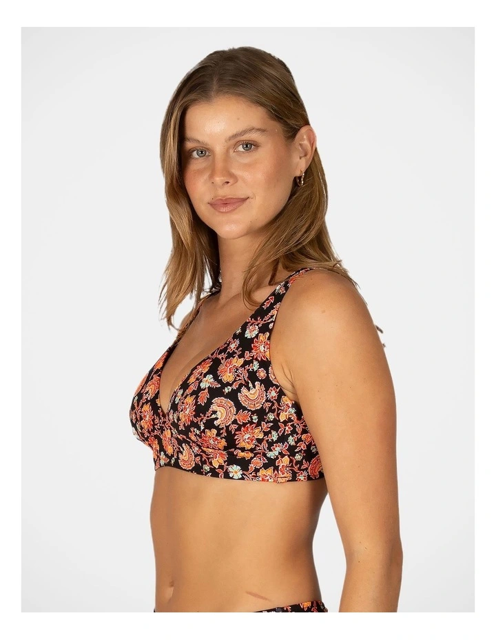 Flamenco D-Dd Cup Longline Bikini Bra Top in Black image 3