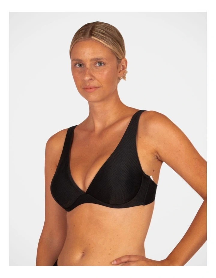 Rococco D-e Cup Underwire Bikini Bra Top in Nero image 3