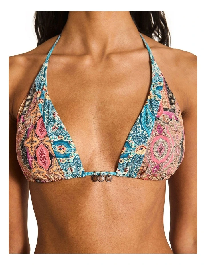 Whitney Nalani Long Line Triangle Bikini Top in Pink image 4
