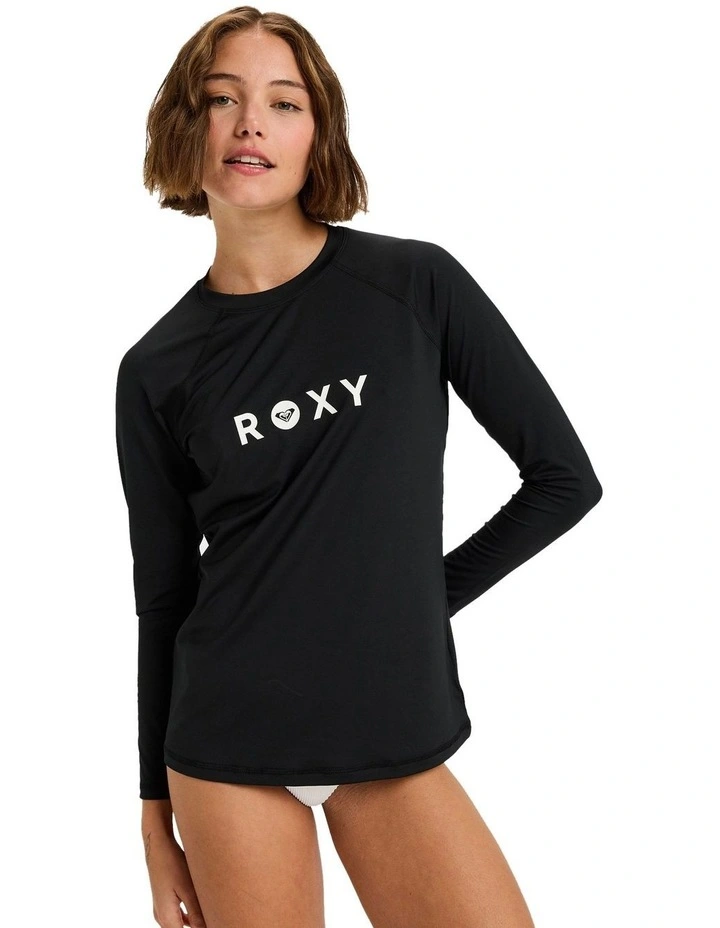 Essentials Long Sleeve Rash Vest in Black image 1
