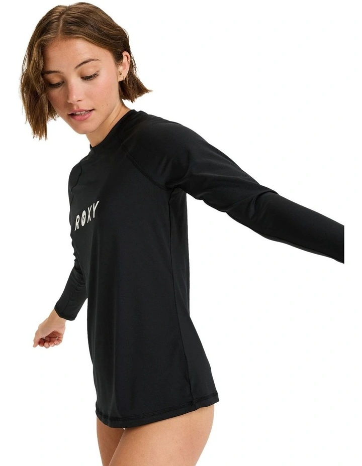 Essentials Long Sleeve Rash Vest in Black image 3