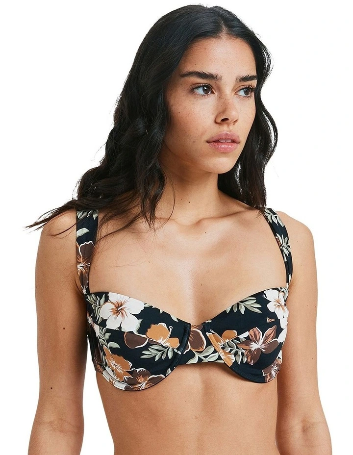 Nostalgic Feels Underwire D Cup Bikini Top in Almond Tropical Feel image 3
