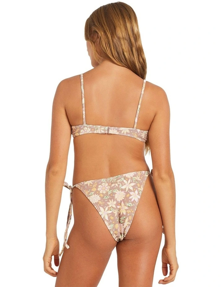 Garland Tie Front Bikini Top in Brown image 2