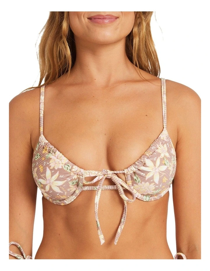 Garland Tie Front Bikini Top in Brown image 3