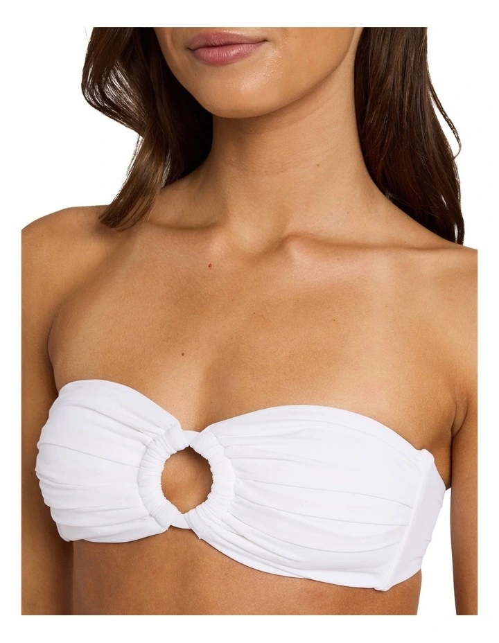 SD Beach Classics Ring Bandeau Bikini Top in White image 4