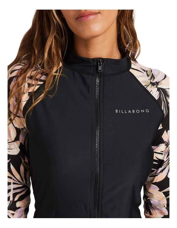 Drifting Coast Long Sleeve Zip Rash Vest in Black image 4