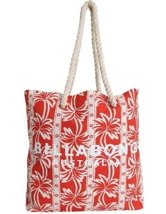 Row Of Palms Tote Bag in Red