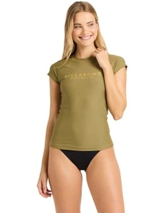 Society Foil Short Sleeve UPF 50 Rash Vest in Green