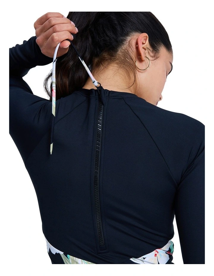 The Rider Zipped Long Sleeve One Piece Rash Vest in Black image 4