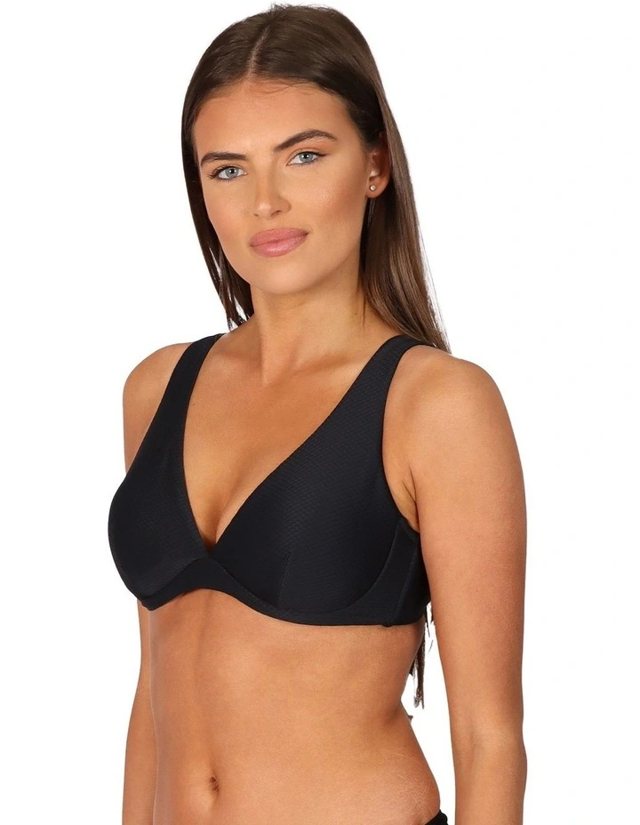 Rococco D/E Cup Underwire Bikini Bra Top in Black image 3